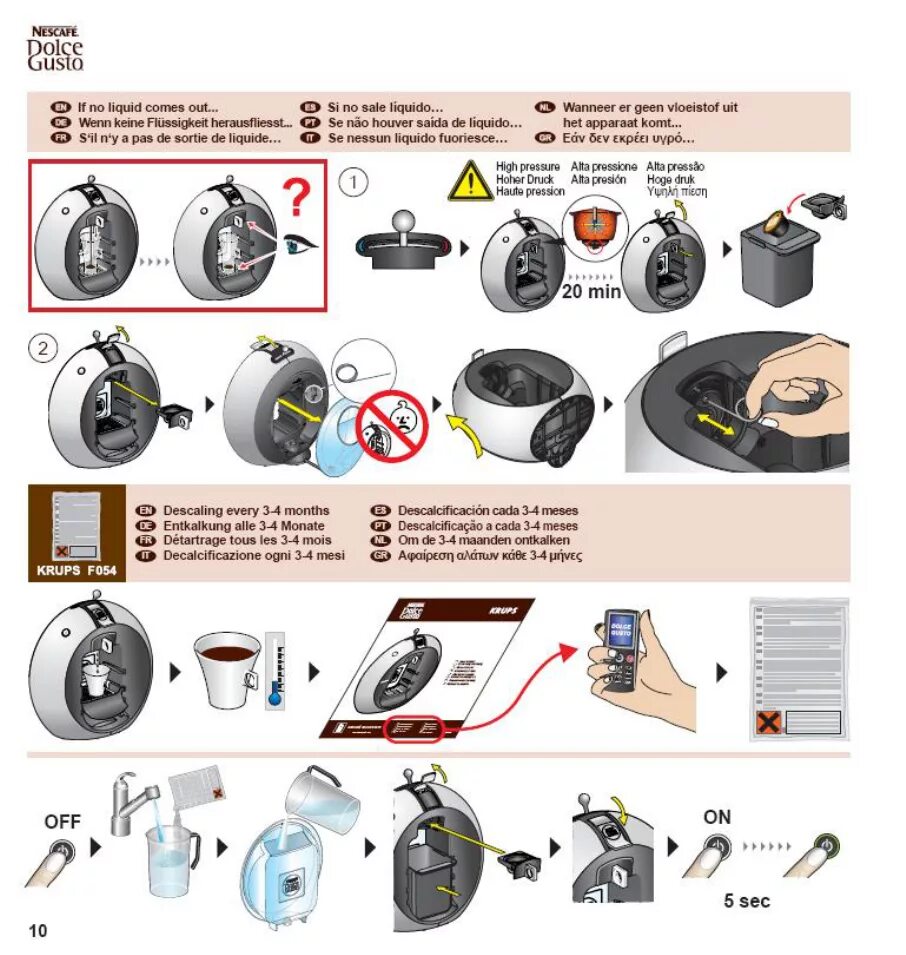 Ремонт капсульной кофемашины своими руками Manual Krups kp 5005 (page 10 of 13) (English, German, Dutch, French, Italian, P