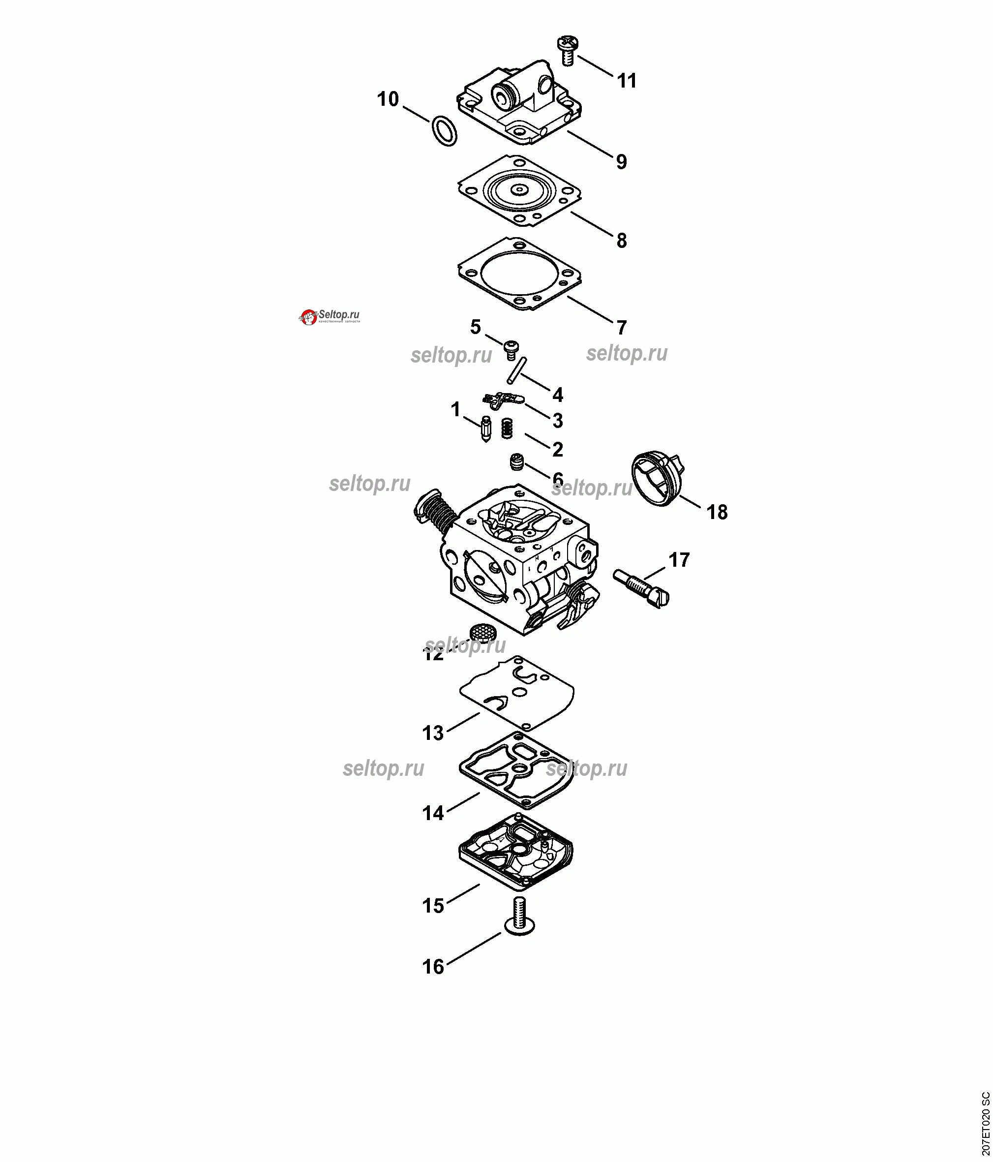 Ремонт карбюратора штиль 180 своими 2-MIX (Деталировка 3) для бензопилы Stihl MS 180, MS 180 C купить в Москве в инт