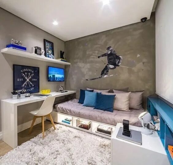 Ремонт комнаты подростков фото Комната для подростка Decoração quarto solteiro, Decoração quarto masculino, Dec