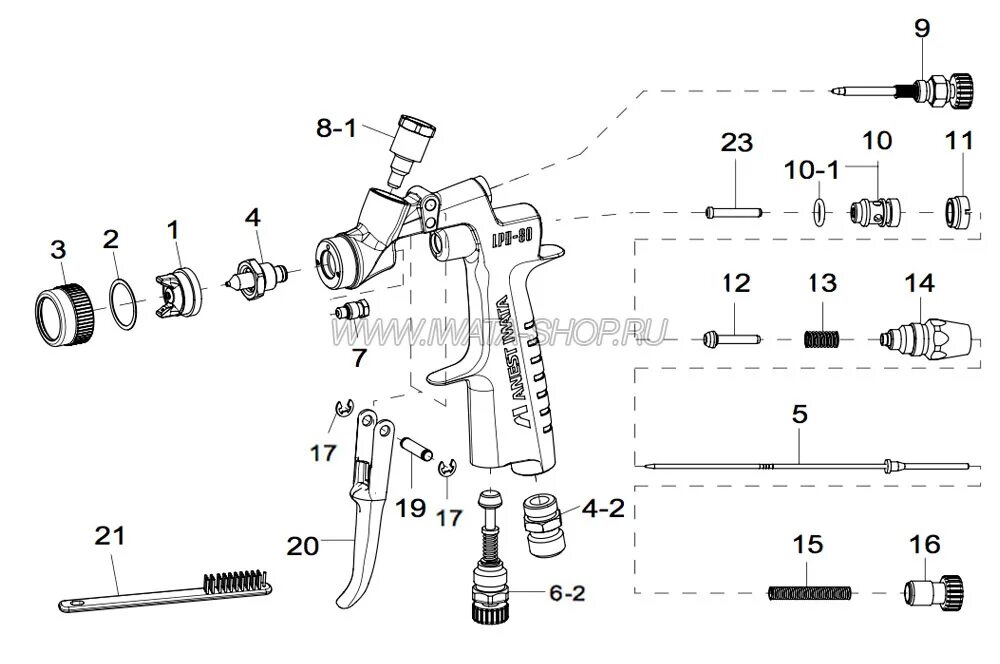 Ремонт краскопульта своими руками Купить оригинальный миникраскопульт ANEST IWATA LPH-80 в Москве