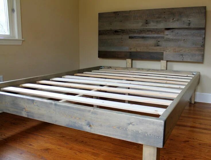 Ремонт кровати своими руками Reclaimed Wood Bed Weathered Grey Minimalist by inglewoodcrafters Reclaimed wood