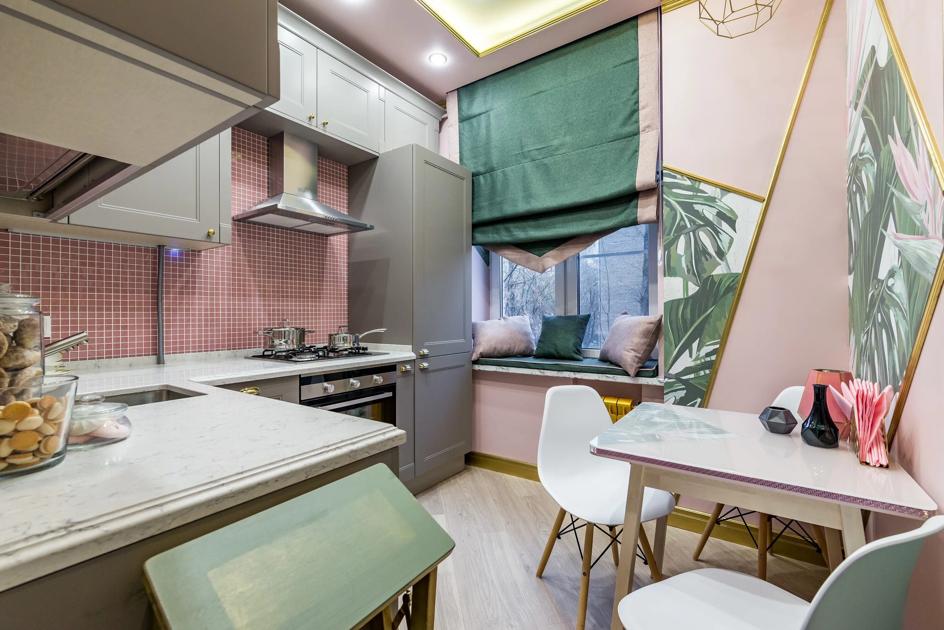 Ремонт кухни дизайн 9 Pink Quartz Kitchen :: Behance