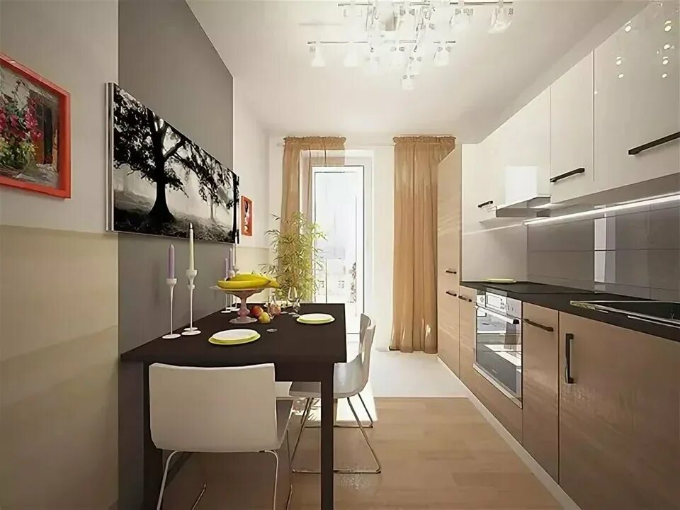 Ремонт кухня 12 кв м фото Kitchen 11 sq m design with balcony (49 Photos)