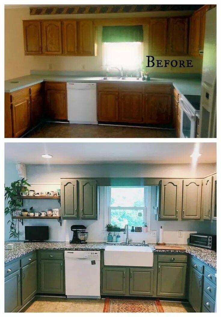 Ремонт кухонных шкафов своими руками 27 Inspiring Kitchen Makeovers- Before and After - Nesting With Grace Diy kitche