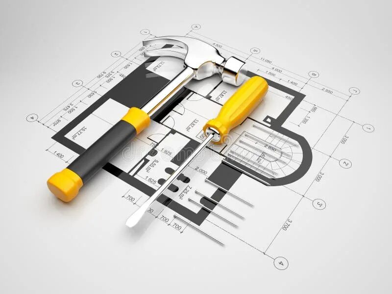 Ремонт квартир ключ дизайн проекту Plan of construction stock illustration. Illustration of equipment - 16635776