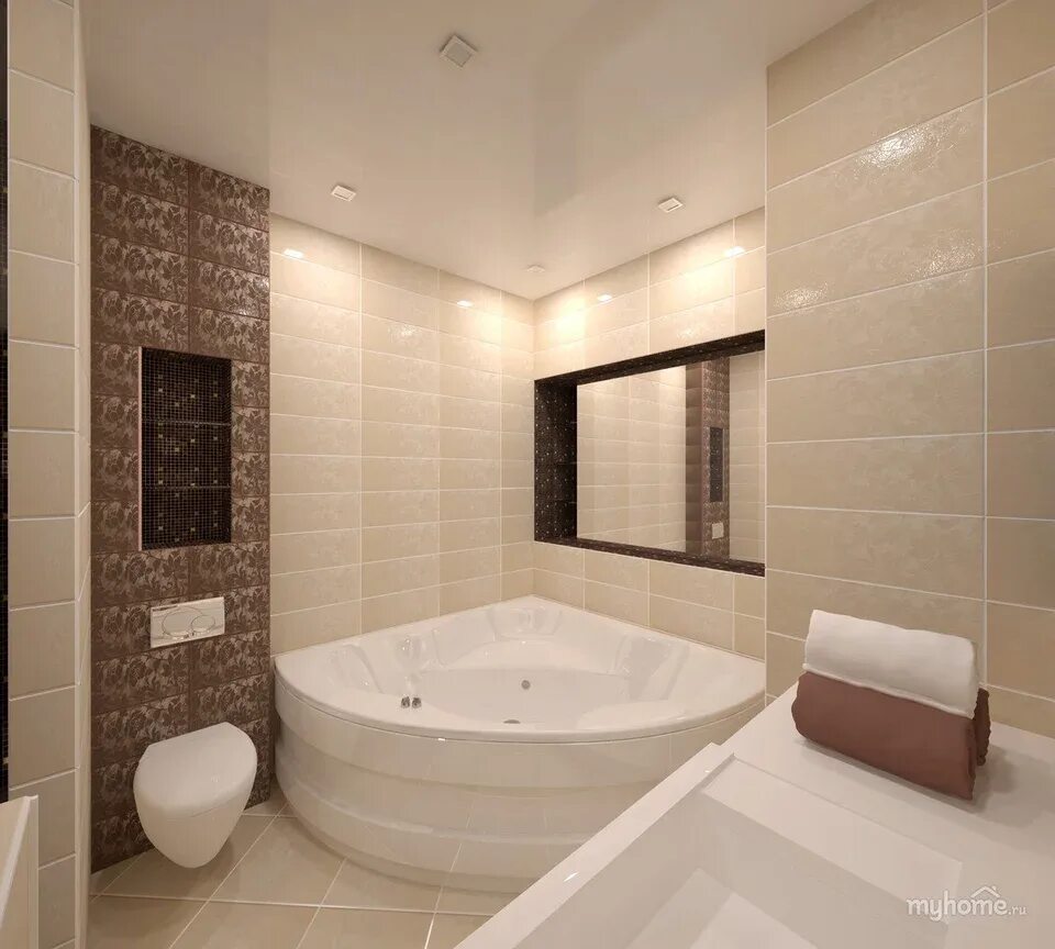 Ремонт квартиры плитка фото дизайн Bath in milky tones photo (65 Photos)