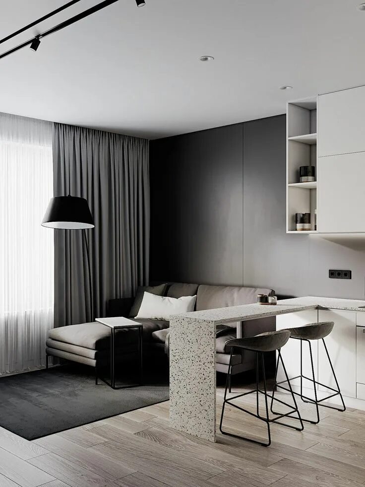 Ремонт квартиры студии фото современный дизайн Balancing Modern Minimalism In Black And White Interior design, Interior, Living