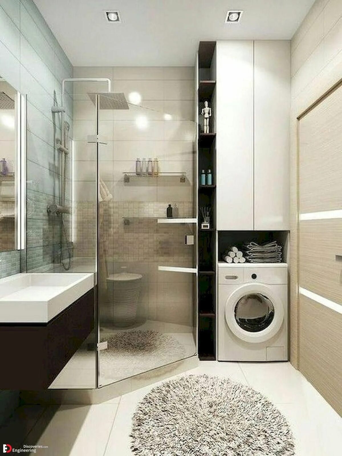 Ремонт маленькой ванной комнаты дизайн фото 30 Smart Bathroom Design Ideas With Washing Machine - Engineering Discoveries Sm