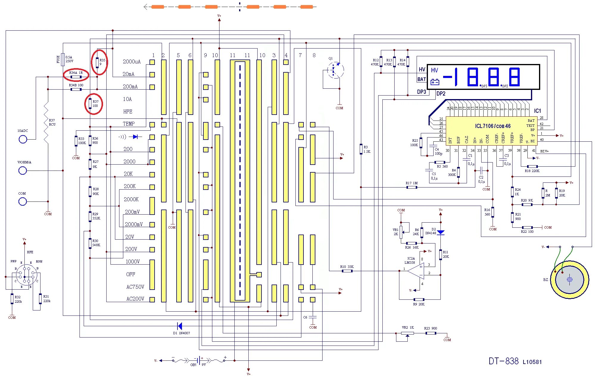 Ремонт мультиметров своими руками схемы ремонт мультиметра DT-838-3 - Измерительная техника - Форум по радиоэлектронике