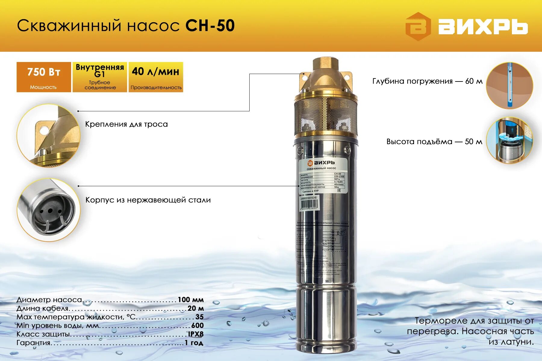 Ремонт насоса вихрь своими руками Насос скважинный Вихрь СН-50 68/3/1 - купить по выгодной цене в интернет-магазин