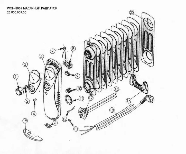 Ремонт обогревателя масляного своими руками схема Масляный радиатор WATT WOH-8009 (25.800.009.00) - Multiservice