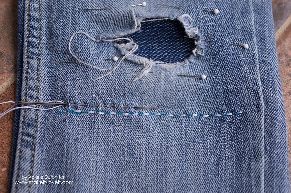 Ремонт одежды своими руками Jeans Mending For Cool Kids with Boro and Sashiko Embrodery