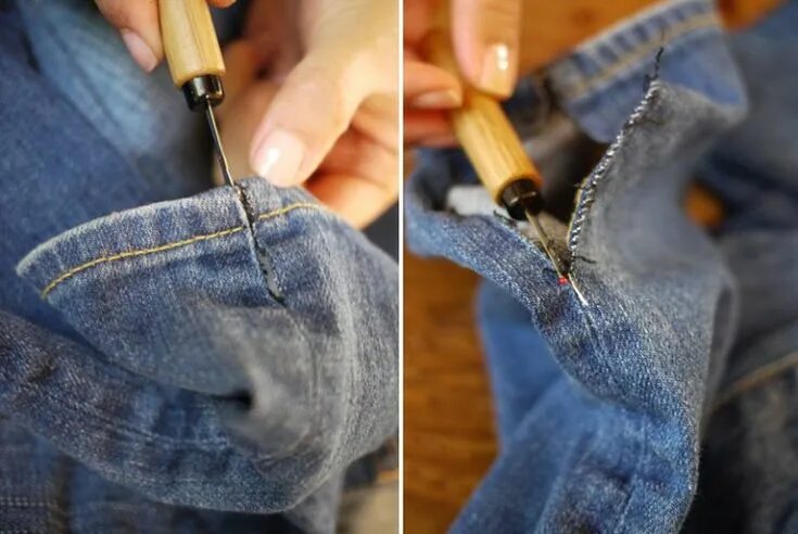 Ремонт одежды своими руками Come trasformare vecchi jeans in pantaloni a zampa d'elefante Haken, Breien, Kle