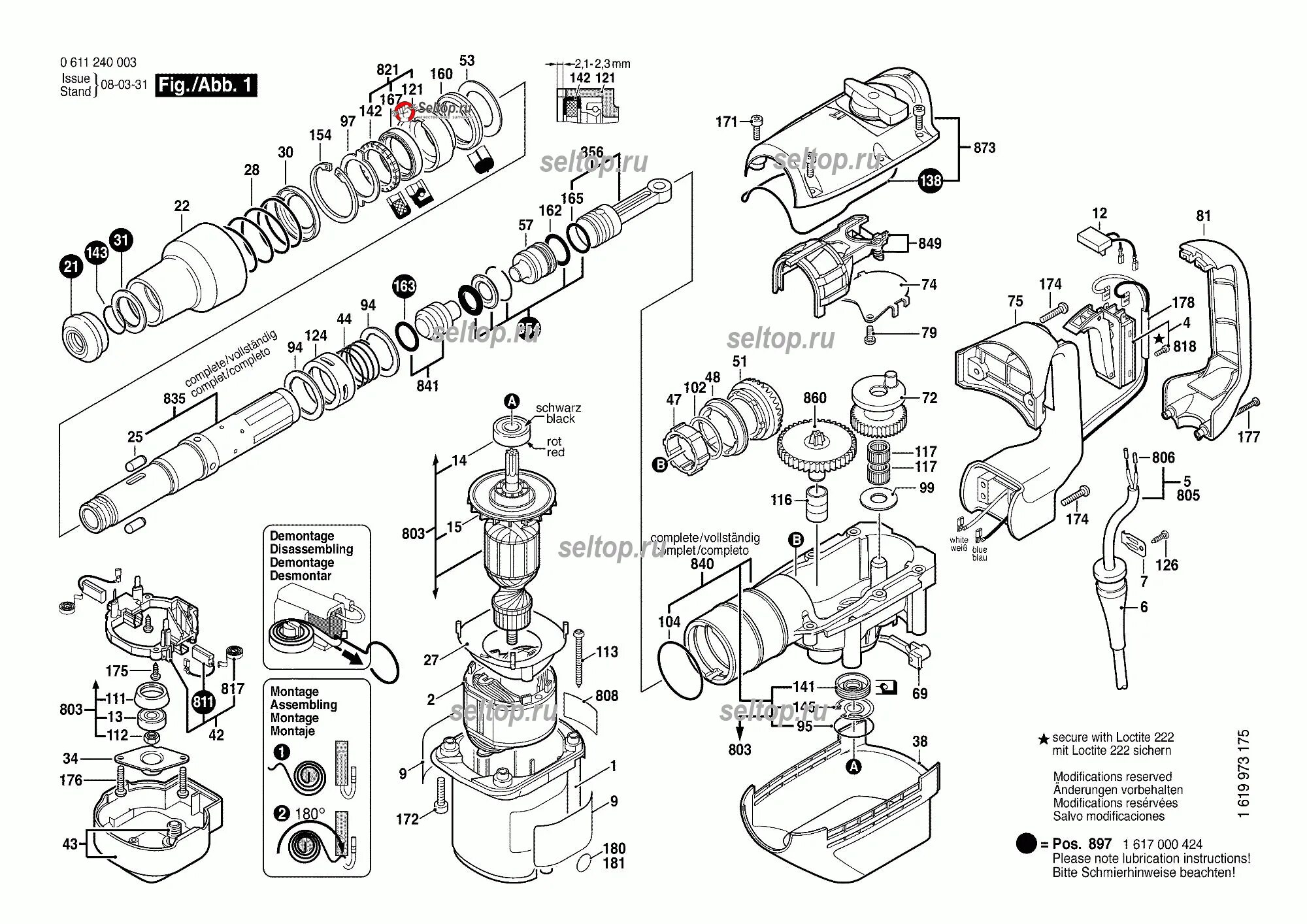 Ремонт перфоратора бош своими руками Запчасти для перфоратора Bosch GBH 5-38 D деталировка 1 (0611240003) купить в Мо