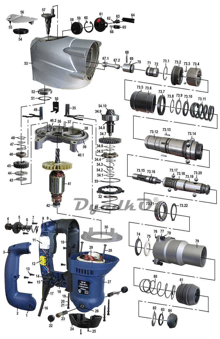 Ремонт перфоратора своими руками видео Схема (деталировка) перфораторы ДИОЛД ПРЭ-5 В. Подбор по модели, низкие цены в и