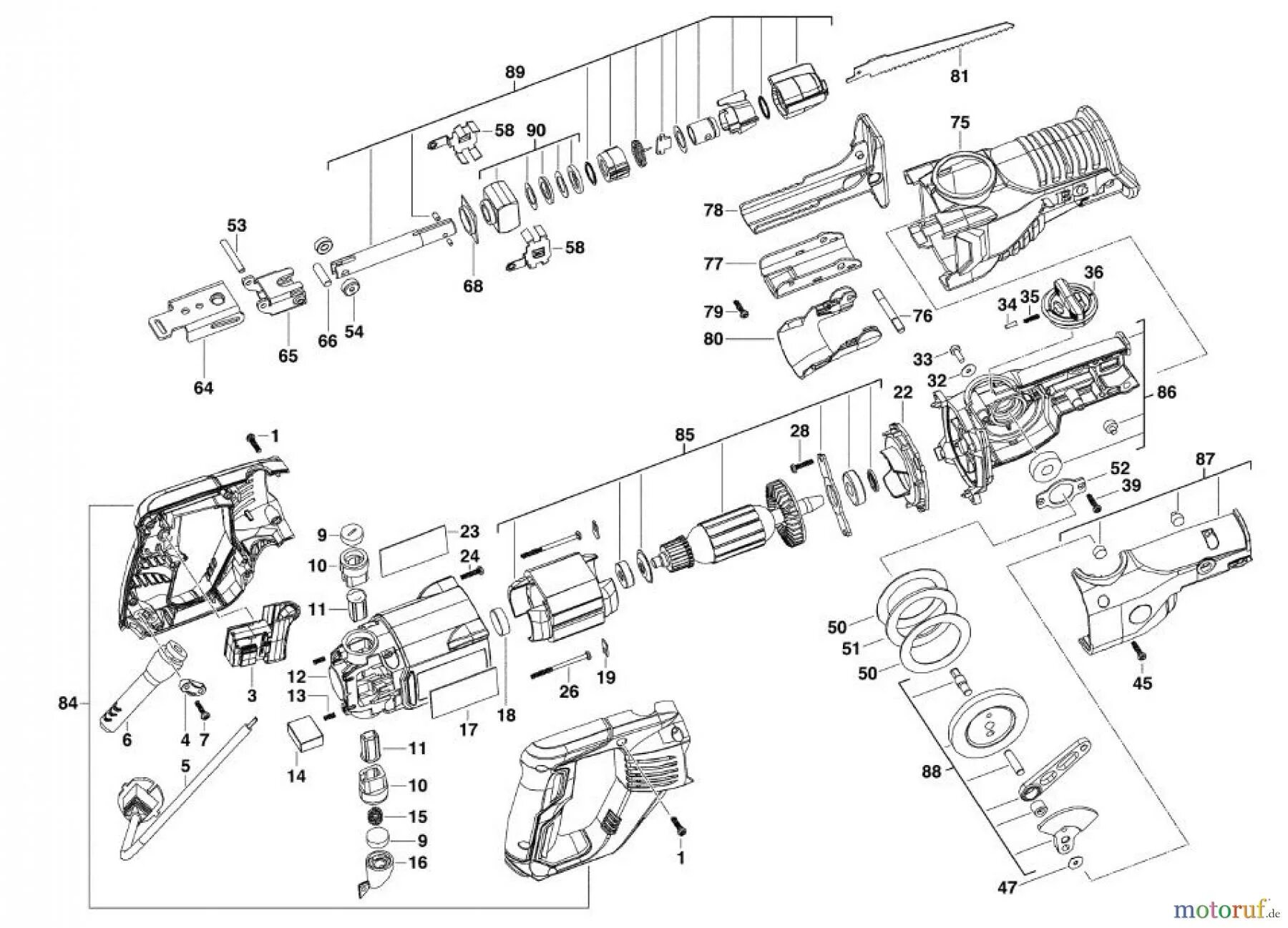 Ремонт сабельной пилы своими руками AEG Powertools Holz-Bearbeitung Säbelsägen US 900 XE Spareparts