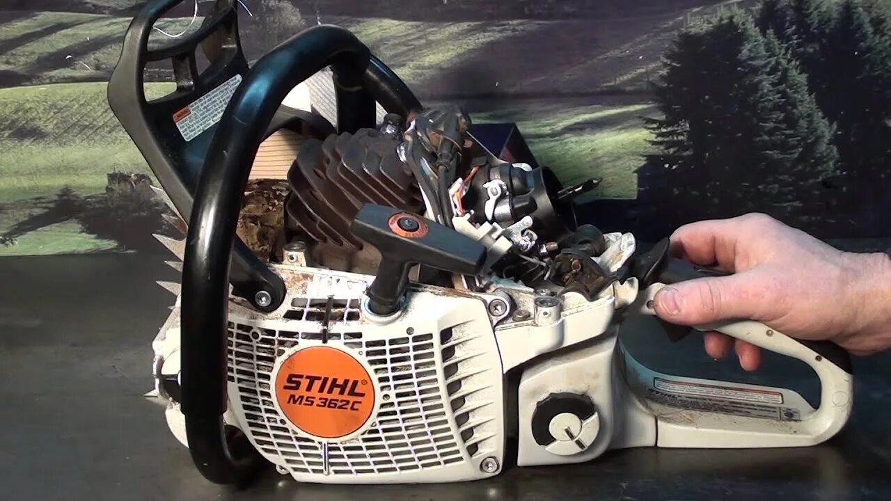 Ремонт штиль своими The Chainsaw guy shop talk Stihl MS 362 C M loose head bolts - YouTube