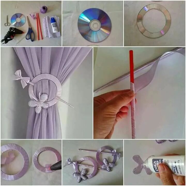 Ремонт штор своими руками Bonito sujetador de cortinas, con cd's Curtain tie backs diy, Cd crafts, Diy cur