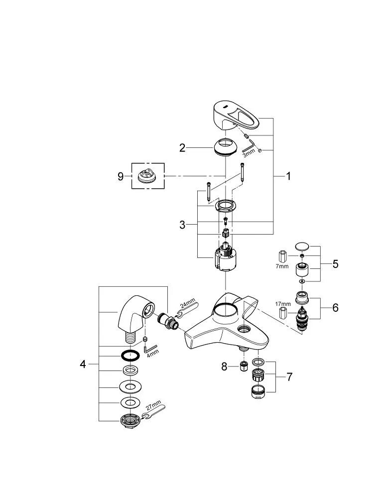 Ремонт смесителя ванна душ своими Europlus Single-lever bath mixer 1/2" GROHE