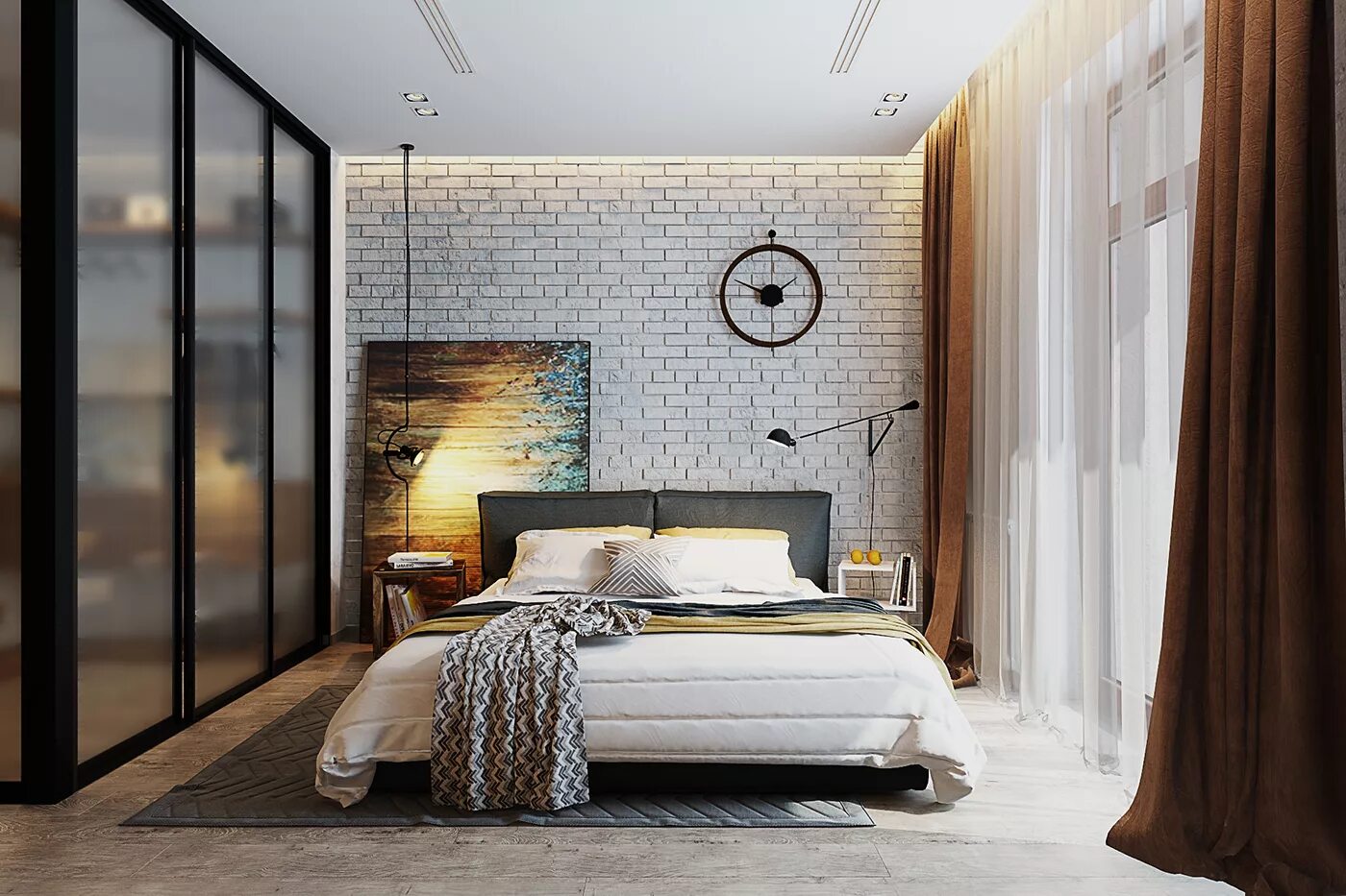 Ремонт спальни в стиле лофт Loft style bedroom (1) Images :: Behance