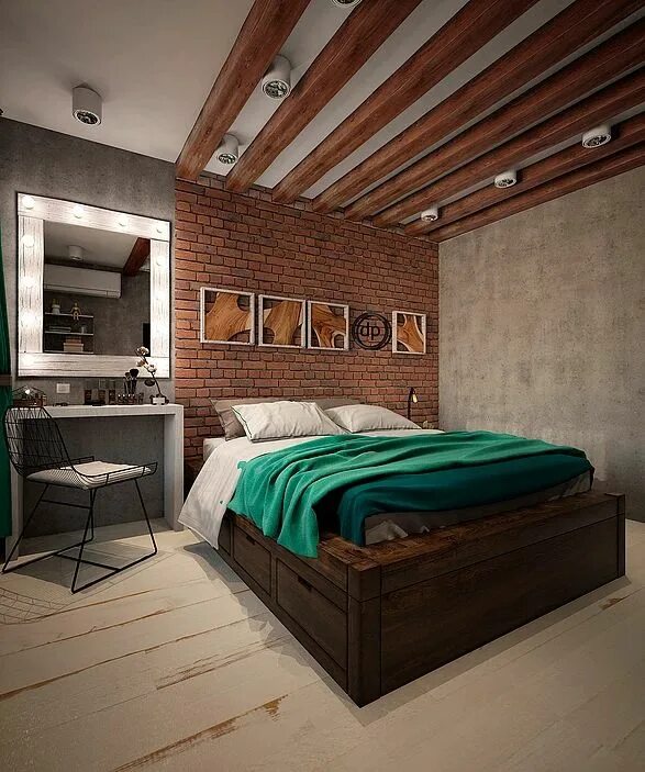 Ремонт спальни в стиле лофт Интерьер спальни в стиле Loft #badroom #interior #design #loft Авторски. Diseño 