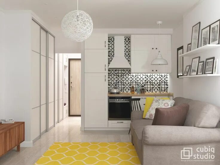 Ремонт студия 23 кв м дизайн фото Квартира-студия: дизайн интерьера VK Small apartment interior, Small apartment d