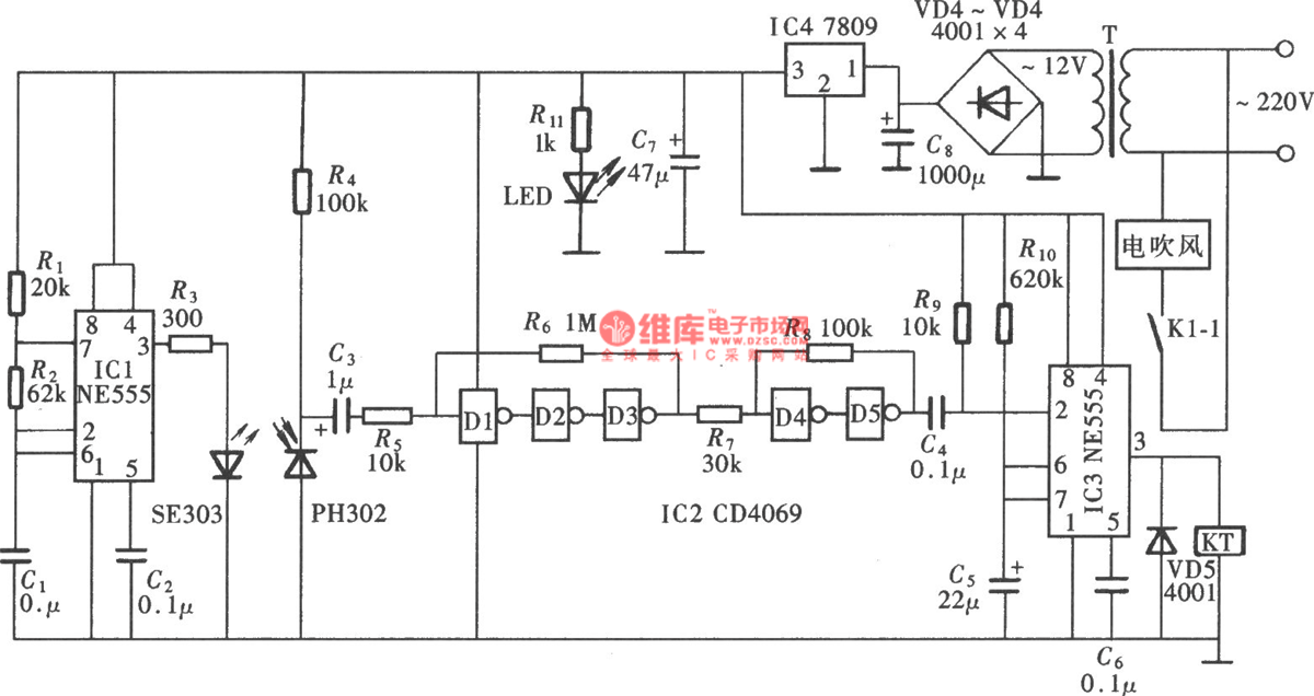 Ремонт сушилки для рук своими руками Infrared control automatic hand dryer (NE555, CD4069) - Amplifier_Circuit - Circ