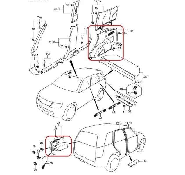 Ремонт сузуки гранд витара своими руками Обшивка багажника SUZUKI GRAND VITARA 2005 TD54 J20A 76210-65J11-5PK купить конт