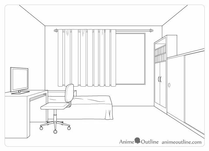 Ремонт своей комнаты Room drawing in perspective Perspective room, One point perspective, One point p