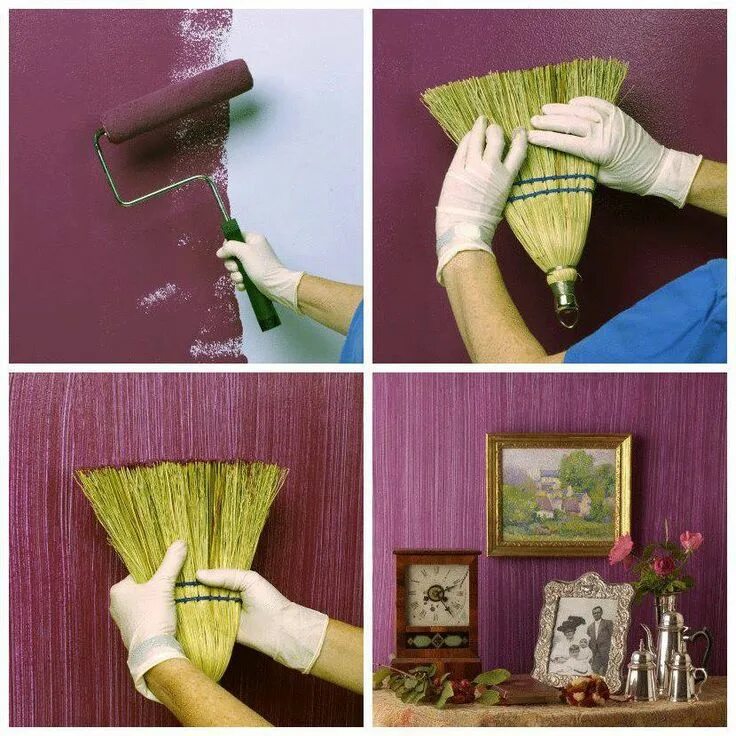 Ремонт своими руками для начинающих painting with a broom Home projects, Home diy, Wall painting