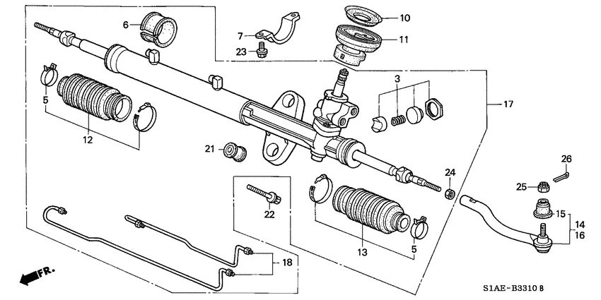 Ремонт своими руками рулевой рейки хонда Power steering gear box для Honda ACCORD CG8, год: 2000. OEM запчасти - Мегазип 