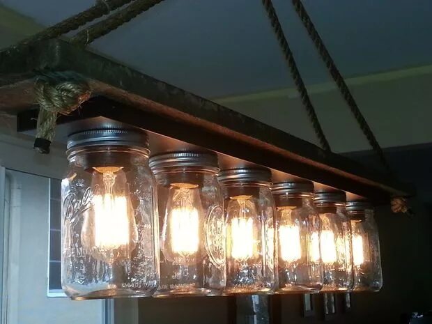 Ремонт уличного светильника своими руками Vintage-inspired Mason Jar 6-Light Edison Hanging Lamp