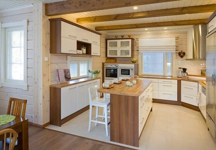 Ремонт в деревянном своими руками Log Home KU227 - Kuusamo Log Houses Деревянные дома, Дизайн кухни, Кухня