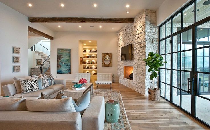 Ремонт в доме дизайн в стиле Elegant Suburban House With Exposed Interior Wood Beams Eclectic living room des