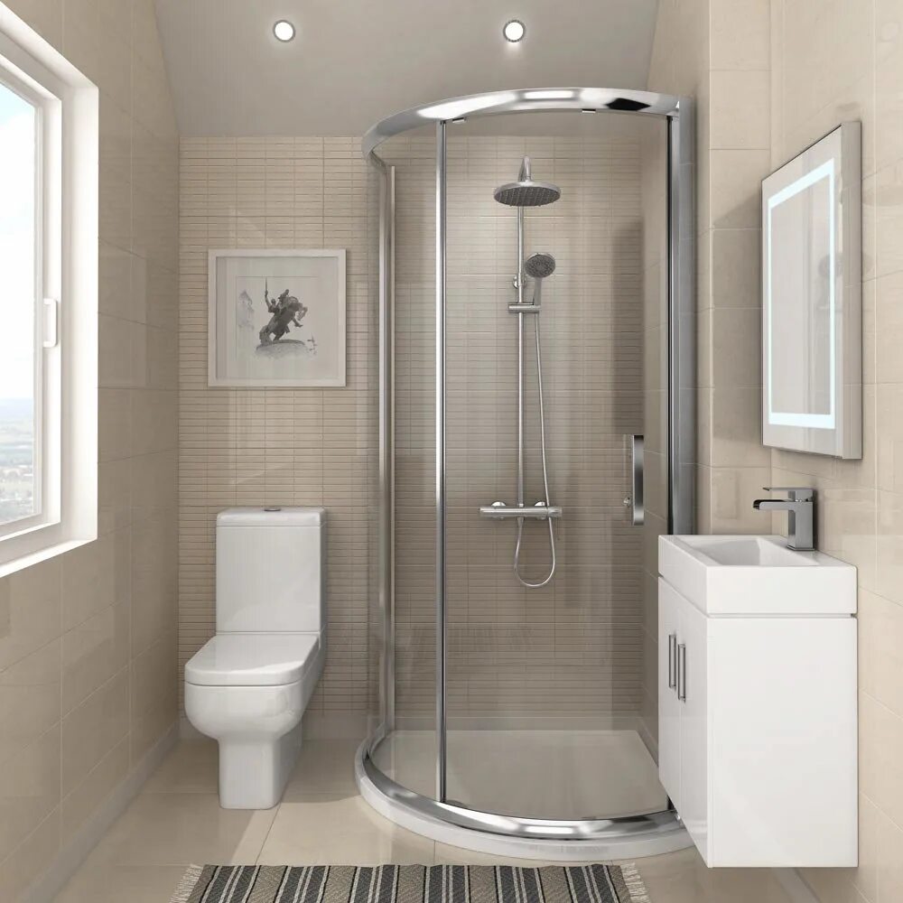 Ремонт в ванной с душевой кабиной фото 860 x 860mm Pacific Single Entry Quadrant & En-Suite Set