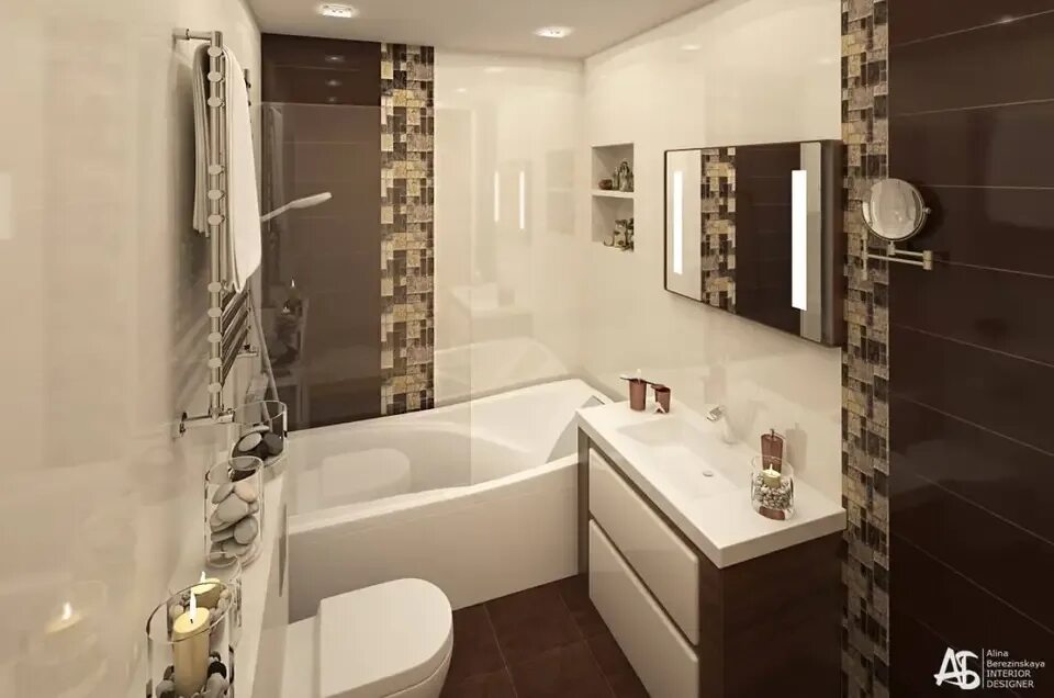 Ремонт ванная комната фото 4 кв Bathroom design in brown and beige tones (64 Photos)