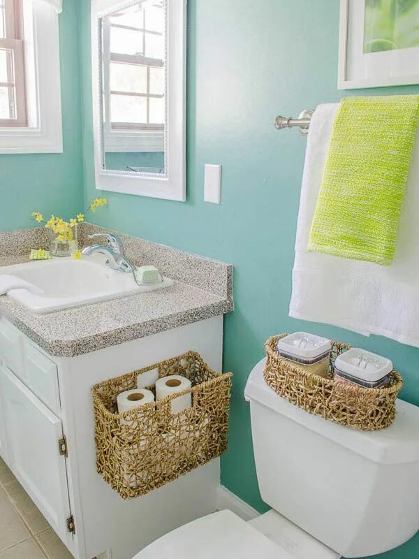 Ремонт ванной комнаты своими руками интересные 9 dicas para organizar o banheiro - Green bathroom, Bathroom makeover, Turquoise