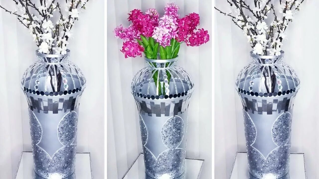 Ремонт ваза своими руками Diy Tall Metallic Floor Vase Quick and Easy 5 minutes Home Decorating Hack! - Yo