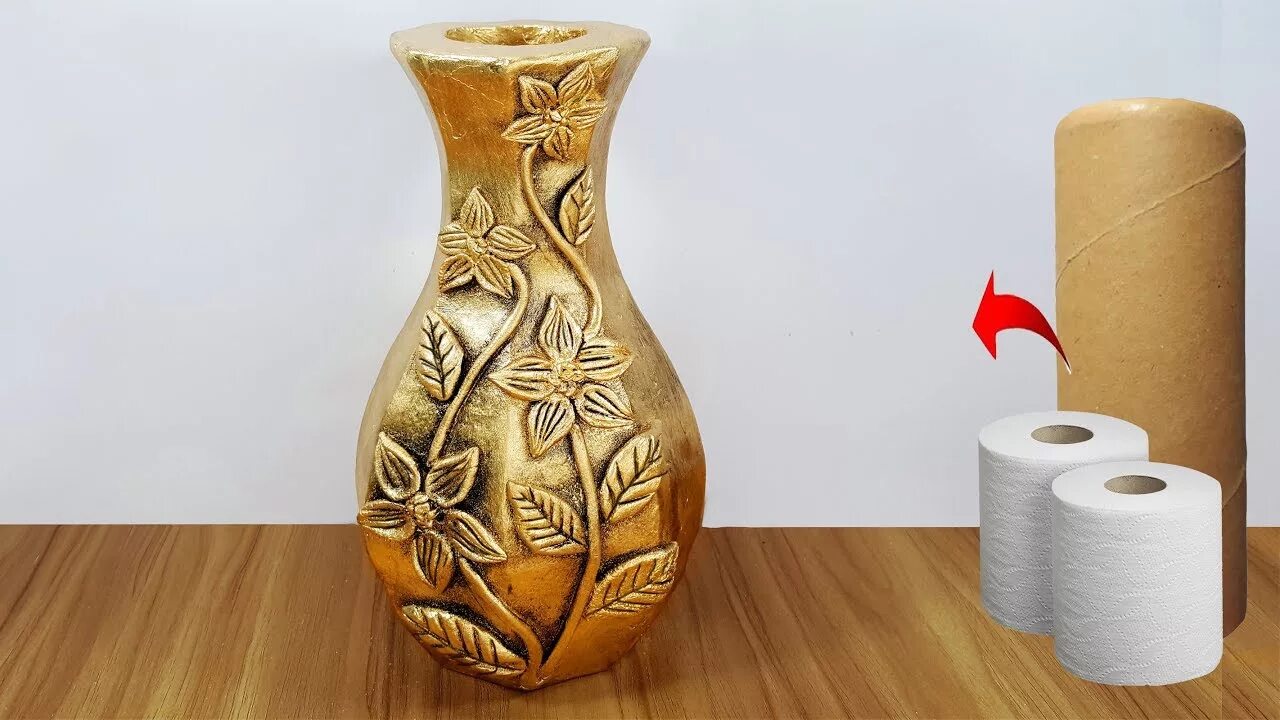 Ремонт ваза своими руками видео ফুলদানী তৈরি শিখুন //Awesome flower vase make with paper roll - YouTube