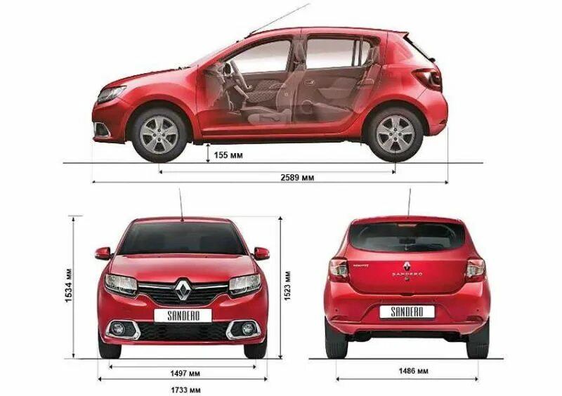 Рено габарит фото Габаритные размеры Renault Sandero Stepway 2: клиренс и длина кузова в 2023 году