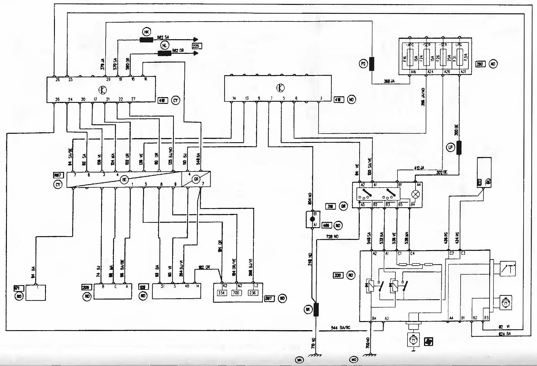 Рено кангу схема проводки Heating and air conditioning system with E7J 780 engines (models since 1999) (Re