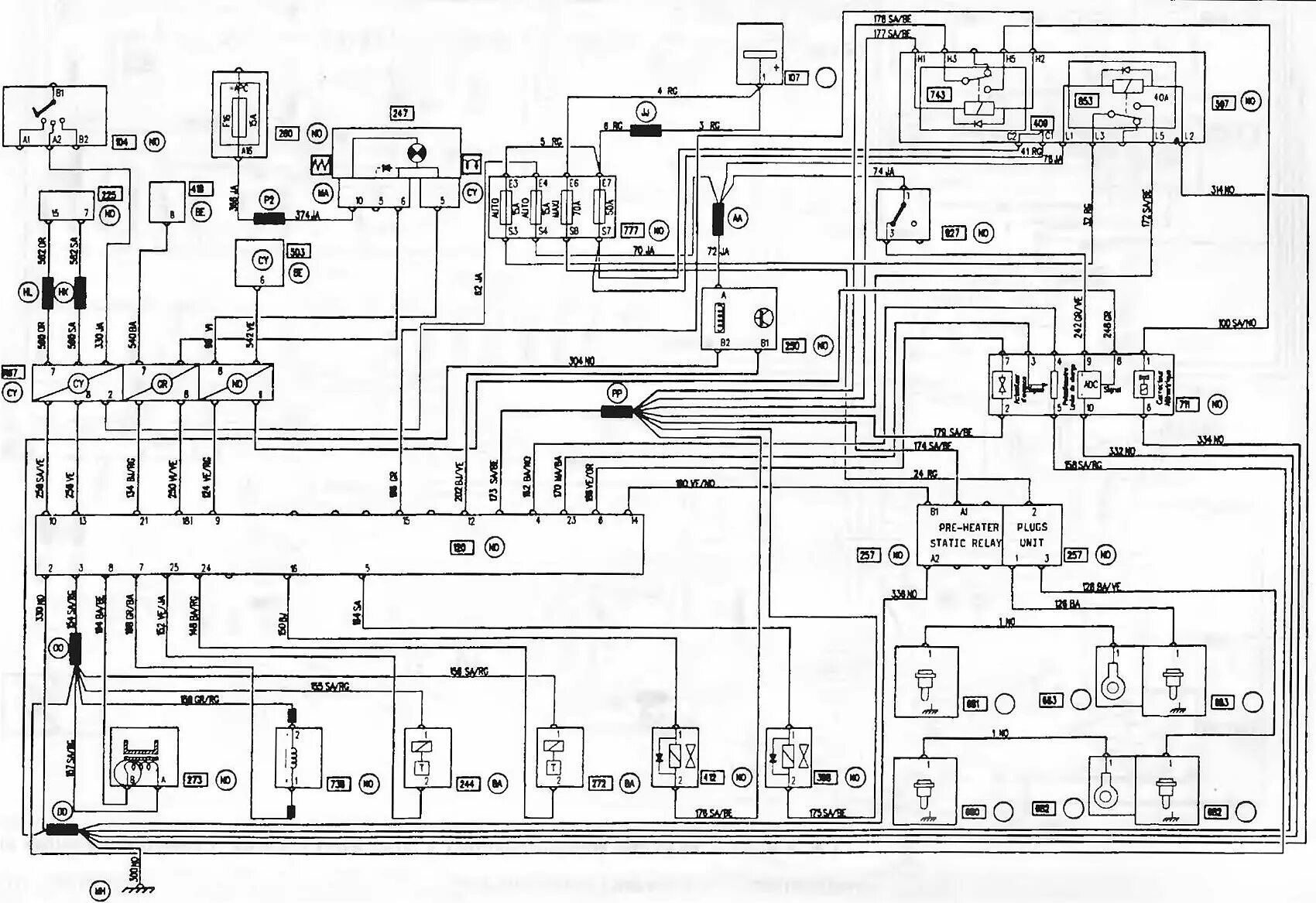 Рено кангу схема проводки Fuel injection system with F8Q 662 engines, without air conditioning (models sin