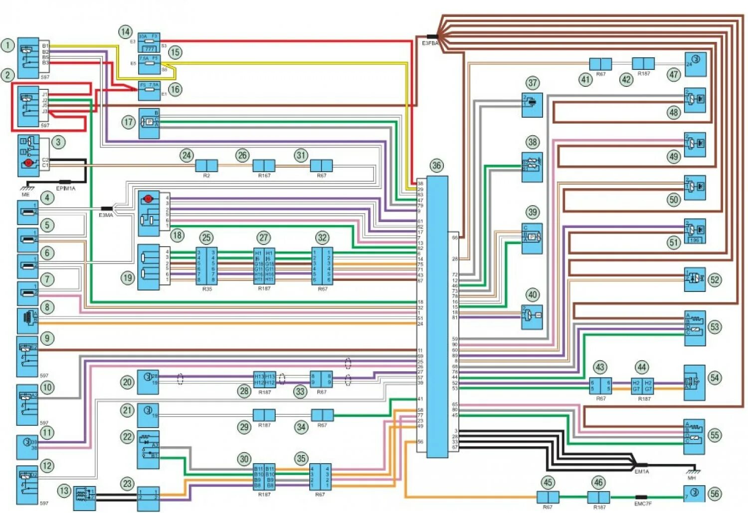 Рено клио электросхемы Wiring diagram of the engine management system K4J (Renault Symbol 2, 2008-2013,