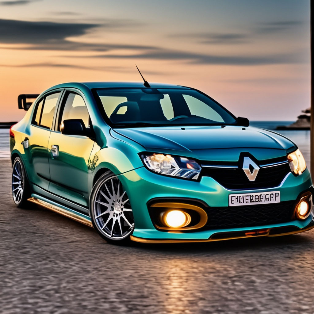 Рено логан 2020 тюнинг "Renault logan, body brilliant Teal, ." - image created in Shedevrum