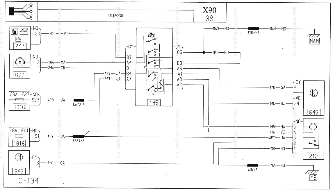 Рено меган 1 электрические схемы кондиционера Электросхемы Рено Логан Сандеро (Renault Sandero Logan)