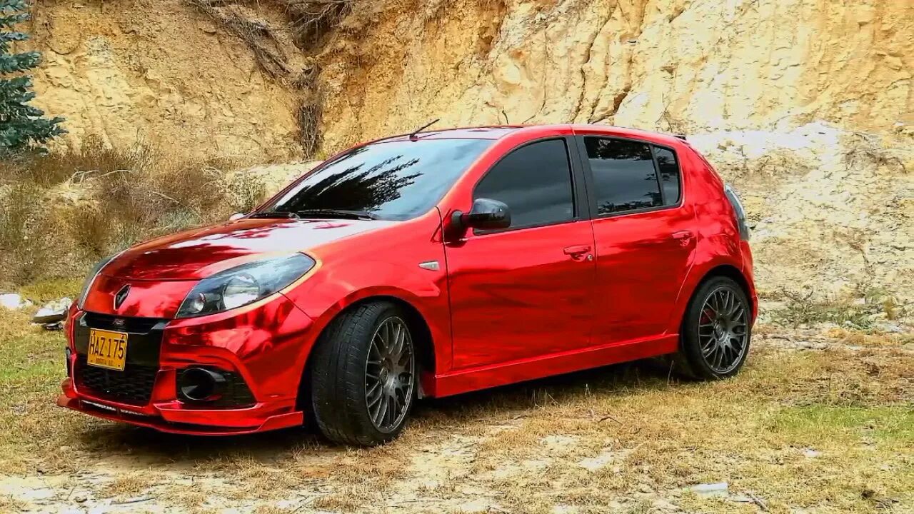 Рено сандеро 1.6 тюнинг Sandero Turbo Rojo Cromo - YouTube