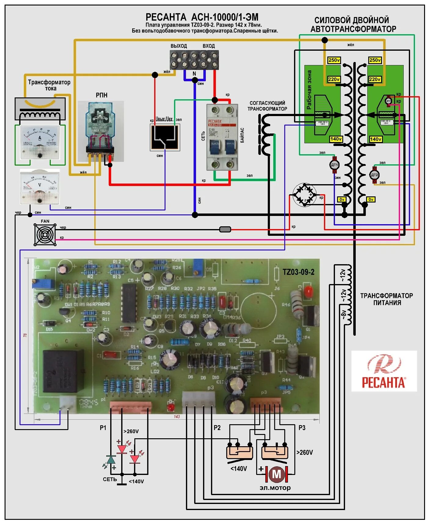 Ресанта асн 10000 1 схема электрическая 09.Ресанта АСН-10000/1 ЭМ-2. Общая схема. - (3).ЭМ-2. Ресанта АСНПТ/1-10000 ЭМ-2