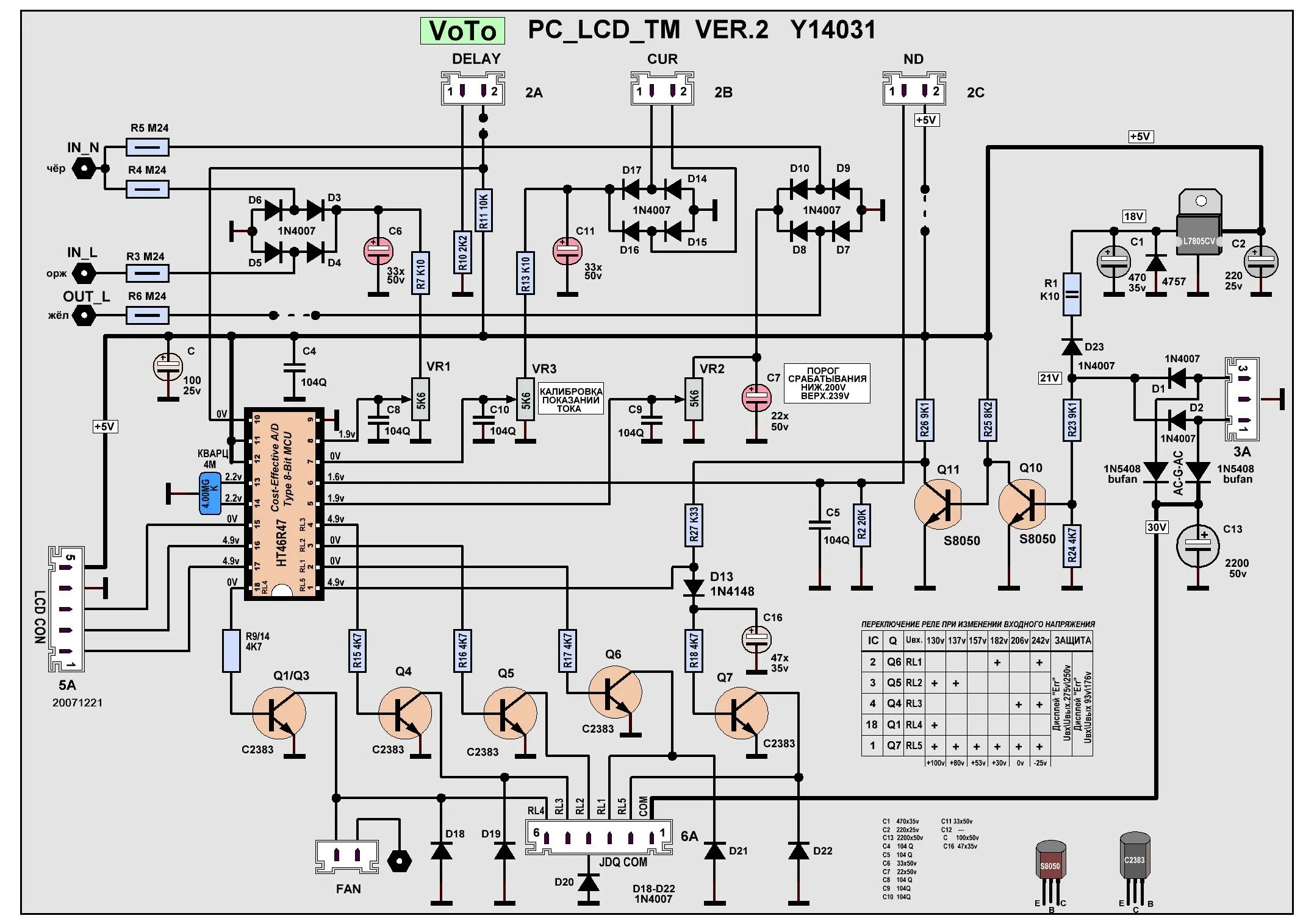 Ресанта асн 500 схема электрическая принципиальная 2.VoTo PC_LCD_TM-10000VA ЖК. Схема принципиальная платы Y14031. - 82. 5 реле. Vo