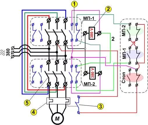 Реверс 380 в подключение двух пускателей Форум РадиоКот :: Просмотр темы - Автоматика с моторами и их обозначение на схем