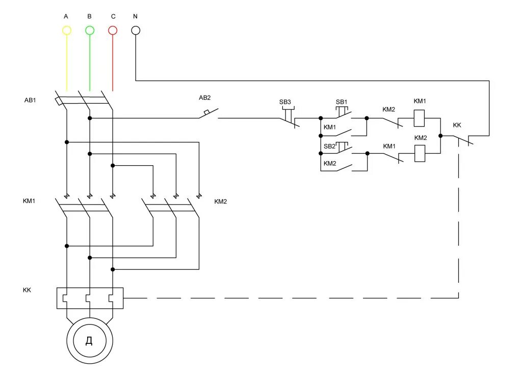 Реверсивное подключение эл двигателя схема Реверс асинхронного двигателя - white-santa.ru